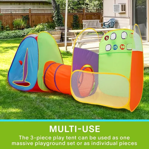 Vista 7 de Alvantor® Tienda de campaña para niños, divertido Toss It Game Zone 3 en 1, túnel de juego desplegable para interiores y exteriores, gran juego