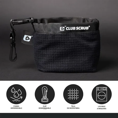 Vista 2 de Club Scrub Bolsa de limpieza para palos de golf y pelotas de golf, forro impermeable con tecnología de cara limpia, clip desmontable, lavable a
