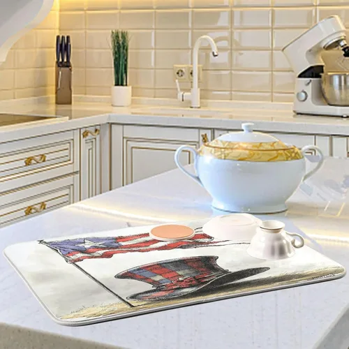 Vista 6 de Tapete de secado de platos para encimera de cocina, tapete de secado de platos, tapete escurridor de platos, almohadilla de microfibra absorbente
