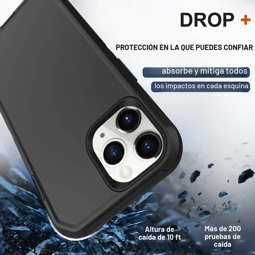 Vista 4 de Funda para iPhone 11 Pro Max con funda de clip para cinturón, 2 protectores de pantalla, protección contra caídas de grado militar, cuerpo completo