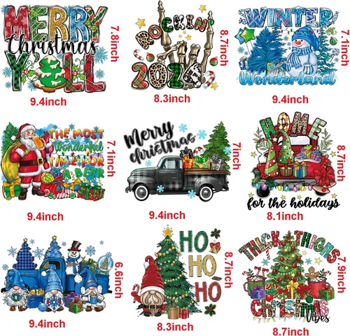Vista 2 de 9 hojas de transferencia para planchar de Navidad para camisetas, parches para planchar de Navidad, diseño de transferencia de calor, calcomanías