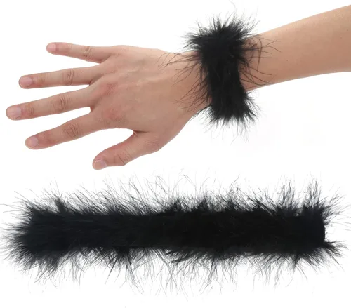Vista 4 de Cooluckday 2 pulseras de plumas para mujer, reloj de palmadas, círculo, anillo de palmada, decoración de muñeca, mangas de puño, brazalete