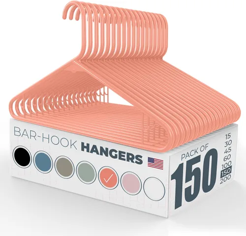 Vista 46 de Perchas de plástico de 15 unidades – Hechas en EE.UU. – Capacidad de 2.7 kg, perchas estándar de ropa con ganchos de correa para vestidos, lencería