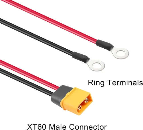 Vista 2 de Cable de terminal de anillo tórico XT60, 14AWG XT60 macho a terminales de anillo O Cable de alimentación de extensión para kit de panel solar