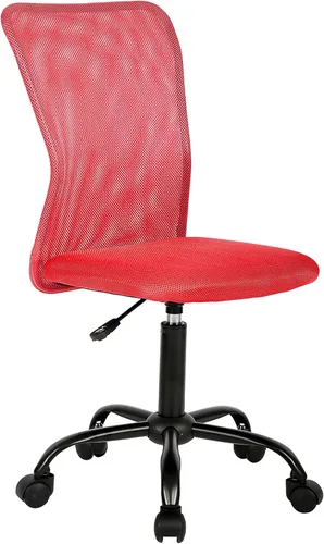 Vista 10 de Silla de oficina ergonómica – Silla de computadora con respaldo medio con altura ajustable, moderna giratoria sin brazos, soporte de espalda Negro
