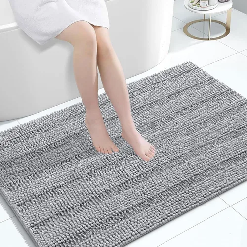 Vista 196 de Grandaily Alfombras de baño de felpilla a rayas de 24 x 16 pulgadas, extra gruesas y suaves, absorbentes, parte trasera de goma, alfombra de ducha