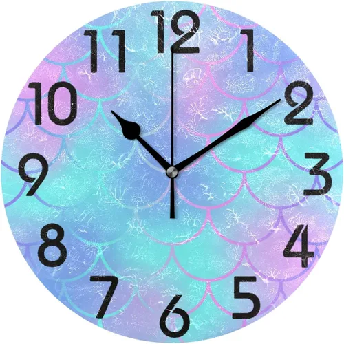 Vista 14 de Naanle Reloj de pared redondo con estampado de perlas grandes, diseño de concha de playa de verano 3D, elegante, decorativo, de 9.5 pulgadas