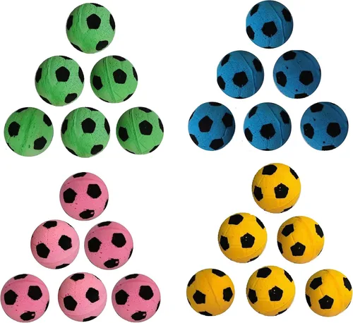 Vista 3 de Pelotas de fútbol de espuma, juguetes para gatos (24 piezas)