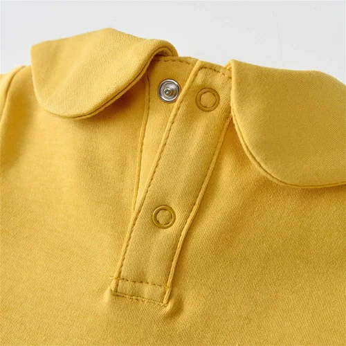 Vista 9 de Auro Mesa Enterizo unisex de algodón de manga larga para bebé recién nacido, cuello Peter Pan sólido, conjunto de overol