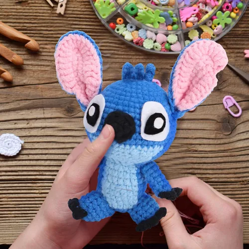 Vista 5 de ALODNY Kit de ganchillo para adultos, juego de ganchillo y tejer con hilo y videotutoriales paso a paso (Azul Rosa)