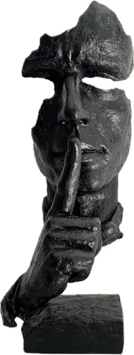 Vista 7 de SMRTHMRT Esculturas abstractas de pensadores, estatua creativa de The Thinker, Keep Silence/Silence is Gold Charaters, decoración de oficina en casa