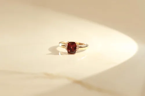 Vista 3 de Gin & Grace Anillo de diamante de granate natural de oro rosa púrpura de 10 quilates (I1) con joyería de uso diario para mujeres, regalos para ella