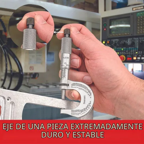 Vista 6 de Starrett 436.1 - Micrómetro exterior, tope trinquete, tuerca de bloqueo, caras de carburo, pulgadas, 1