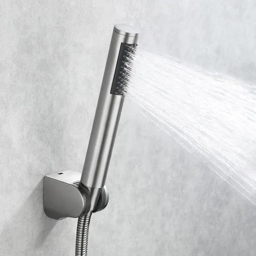 Vista 2 de KES - Cabezal de ducha de mano para baño con manguera extra larga y soporte Cepillado inoxidable