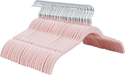Vista 9 de ManGotree Perchas de terciopelo para mujer, perchas de 16.5 pulgadas con ranura para el hombro, perchas antideslizantes para ropa de vestir