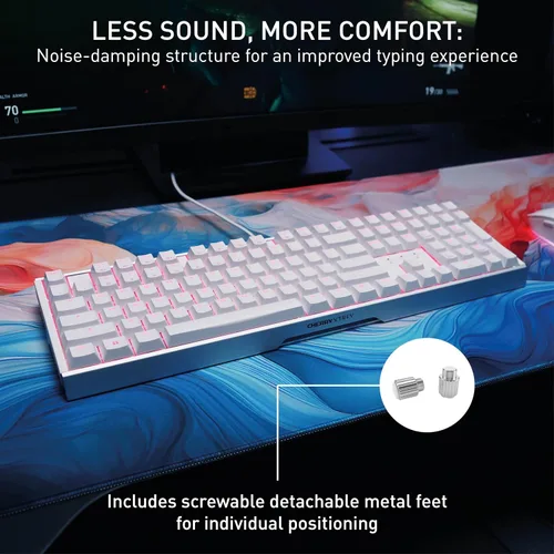 Vista 4 de CHERRY XTRFY Teclado mecánico para juegos MX 3.1 con cable Nuevos interruptores MX2A (blanco, rojo silencioso MX2A)