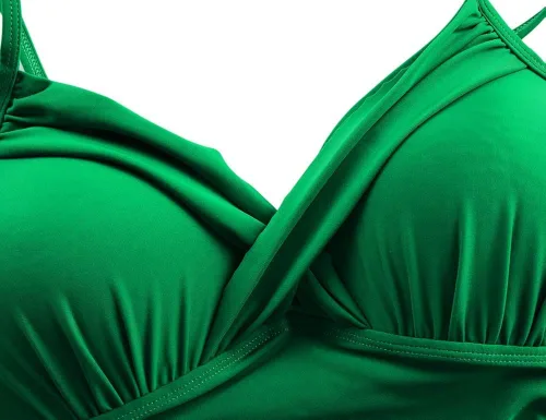 Vista 7 de Hilor Traje de baño de una pieza para mujer, diseño con cuello en V, parte delantera drapeada y control de abdomen