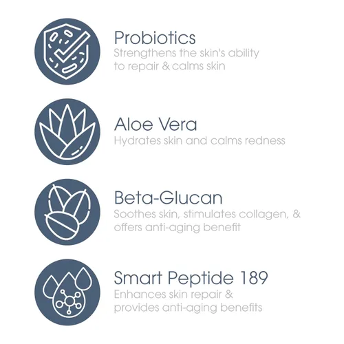 Vista 5 de Glowbiotics Limpiador revitalizante probiótico – Lavado facial antienvejecimiento con péptidos – 10 oz – Gel hidratante para piel hormonal, seca