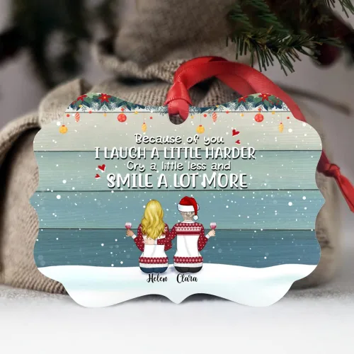 Vista 4 de Gossby Adorno personalizado para mejor amiga, regalo de Navidad personalizado con diseño, nombre, regalo de Navidad para mujeres, hermana del alma