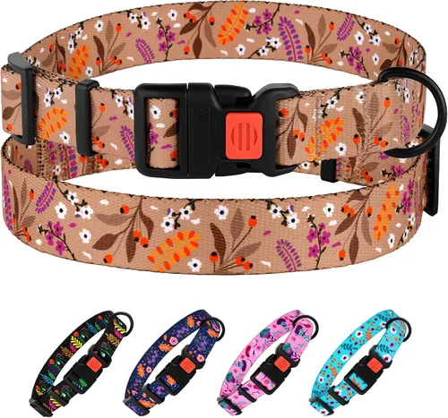 Vista 7 de Collar de perro de nailon con patrón floral aguamarina de 12 a 16 pulgadas