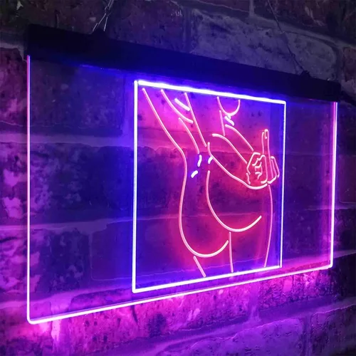 Vista 3 de ADVPRO Bad Bitch Middle Finger FXXK Girl Room - Letrero de neón LED de doble color, azul y rojo, 12 x 8 pulgadas st6s32-i3799-br