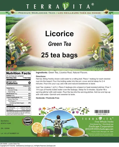 Vista 2 de Té verde de regaliz (25 bolsitas de té, ZIN: 530494)