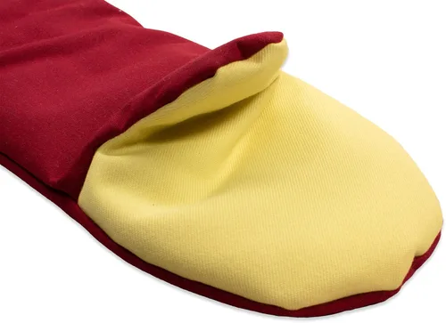 Vista 35 de San Jamar KT0215 Kool-Tek Manopla de protección para horno para temperatura convencional Nomex, 15" de longitud, rojo