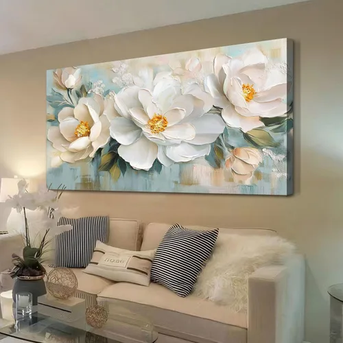 Vista 19 de Enartly Arte de pared texturizado 3D con ondas oceánicas para sala de estar, paisaje marino azul, velero, lienzo, pintura costera, obra de arte