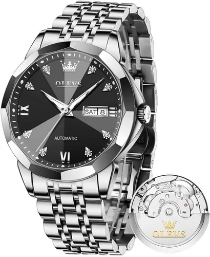 Vista 12 de OLEVS Relojes para hombre, de lujo, para negocios, analógicos, de cuarzo, relojes de pulsera para hombre con correa de malla de acero inoxidable