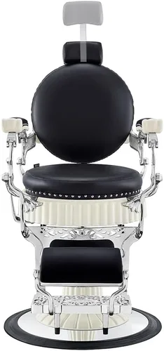 Vista 4 de Dir Silla de peluquero hidráulica resistente, sillas diseñadas antiguas de la peluquería Mikado-Black