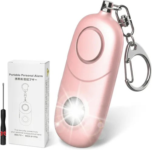 Vista 18 de Alarma personal para mujeres, llavero de alarma: Qoosea 135dB llavero de emergencia sirena con luz estroboscópica sirena fuerte para mujeres, niños