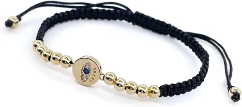 Vista 10 de Pulsera de cuerda ajustable tejida a mano con dije de mal de ojo de la suerte para la protección