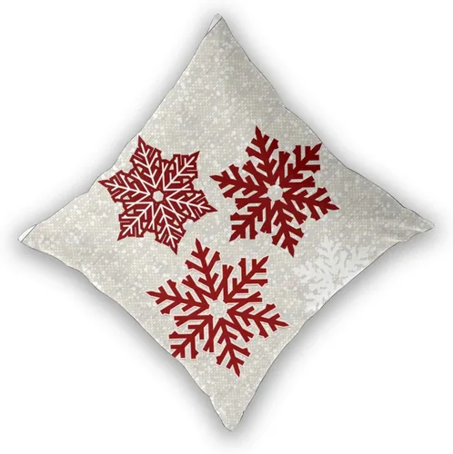 Vista 3 de JOOCAR Fundas de almohada navideñas de 20 x 20 pulgadas, paquete de 2 fundas de almohada de copos de nieve rojos de Navidad, fundas de almohada