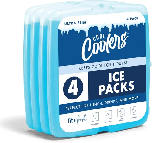 Vista 5 de Enfriadores Cool de Fit + Fresh, Paquetes de Hielo Delgados Reutilizables y Duraderos, Paquetes Fríos para Loncheras, Paquetes de Hielo para Bolsas
