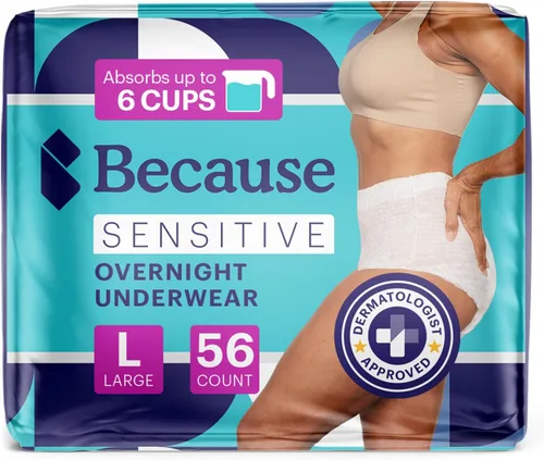 Vista 10 de Because Ropa interior para adultos para incontinencia para pieles sensibles, para mujeres, calzoncillos desechables de primera calidad, antiolor