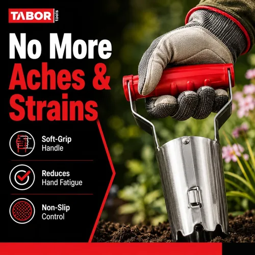Vista 3 de TABOR Tools D123A - Juego de herramientas para macetas de 3 piezas, maceta de bombillas con marcador de profundidad y liberación automática