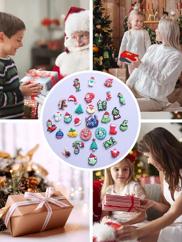Vista 6 de 30 dijes de Navidad para zapatos, lindos dijes de Navidad de dibujos animados para zueco y pulsera para niños, niñas, niños y adultos, regalos