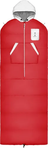 Vista 16 de Bolsa de dormir portátil Thermotuff con capucha doble, orificios para los brazos con cremallera, bolsillos y cordón ajustable: ideal para acampar
