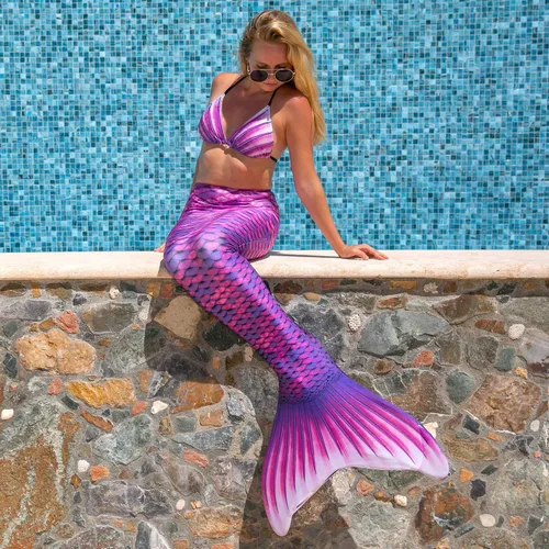Vista 4 de Fin Fun Cola de sirena para adultos, resistentes al desgaste, sin monoaleta, tallas para adultos y adolescentes