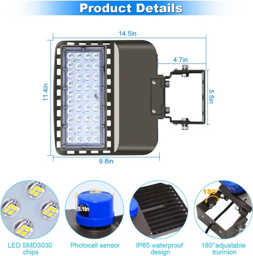 Vista 6 de Luz LED de estacionamiento de 150 W, 22500 lúmenes, 5000 K