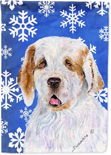 Vista 113 de Caroline's Treasures SC9374GF Bulldog English Snow flakes Holiday Garden Flag Buzón Bandera decorativa para patio exterior, patio, obras de arte