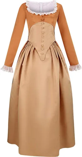 Vista 9 de Yejue Royal Colonial - Disfraz de princesa para niña Hamilton Show Cosplay Medieval Victorian Vestido escénico para el escenario Versión negra