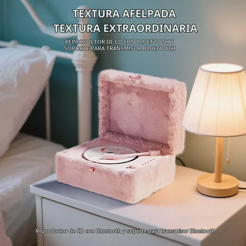 Vista 7 de Reproductor de CD rosa mullido con Bluetooth, control remoto Rosa Peludo
