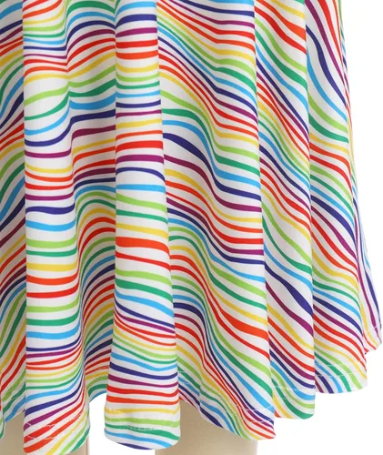 Vista 6 de Vestido de manga corta para niña, vestido de fiesta con vuelo de arco iris, vestido de verano acampanado, casual, vestido de patinadora
