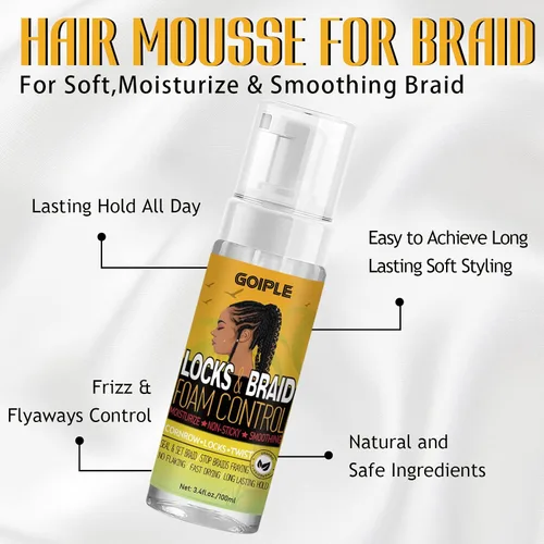 Vista 2 de Gel de Trenzado de Agarre Fuerte Extra Fuerte y Domador de Bordes - Domina el Encrespamiento, Mousse Suavizante para Twists, Locs, Trenzas, Cornrows