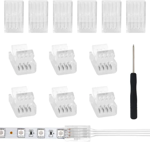 Vista 8 de VIPMOON 12 conectores de tira de luz LED sin soldadura de 3 pines de 0.315 in, conector rápido de tira a cable para tiras de luces LED WS2811 tira a