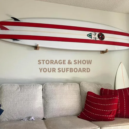 Vista 7 de Tablas de surf de madera para montar en la pared para almacenar y exhibir tus tablas de surf/skimboards/patinetas