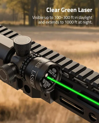 Vista 5 de CVLIFE Laser Sight for Rifle with Picatinny Rail Mount/Barrel Mount, Green Laser for Guns, Low-Profile Laser Sight with Pressure Switch