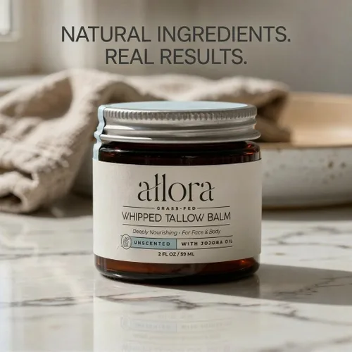 Vista 4 de 100% Sarga de ternera alimentada con pasto para la piel, bálsamo de sarga batida con aceite de jojoba para piel seca y sensible, 2 onzas
