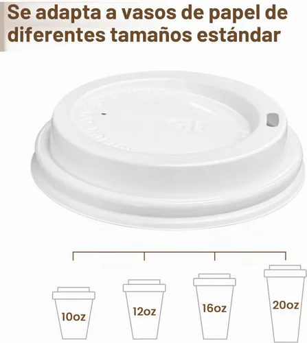 Vista 3 de Paquete de 180 tapas para tazas de café, tapa de plástico para vasos